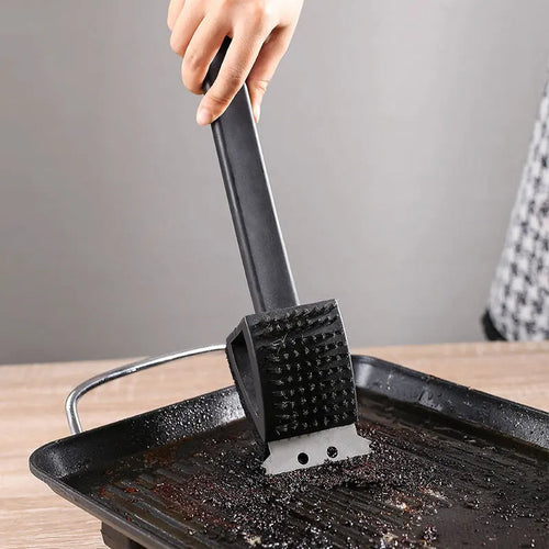3 in 1 Barbecue Grill Brush with Scraper and Sponge