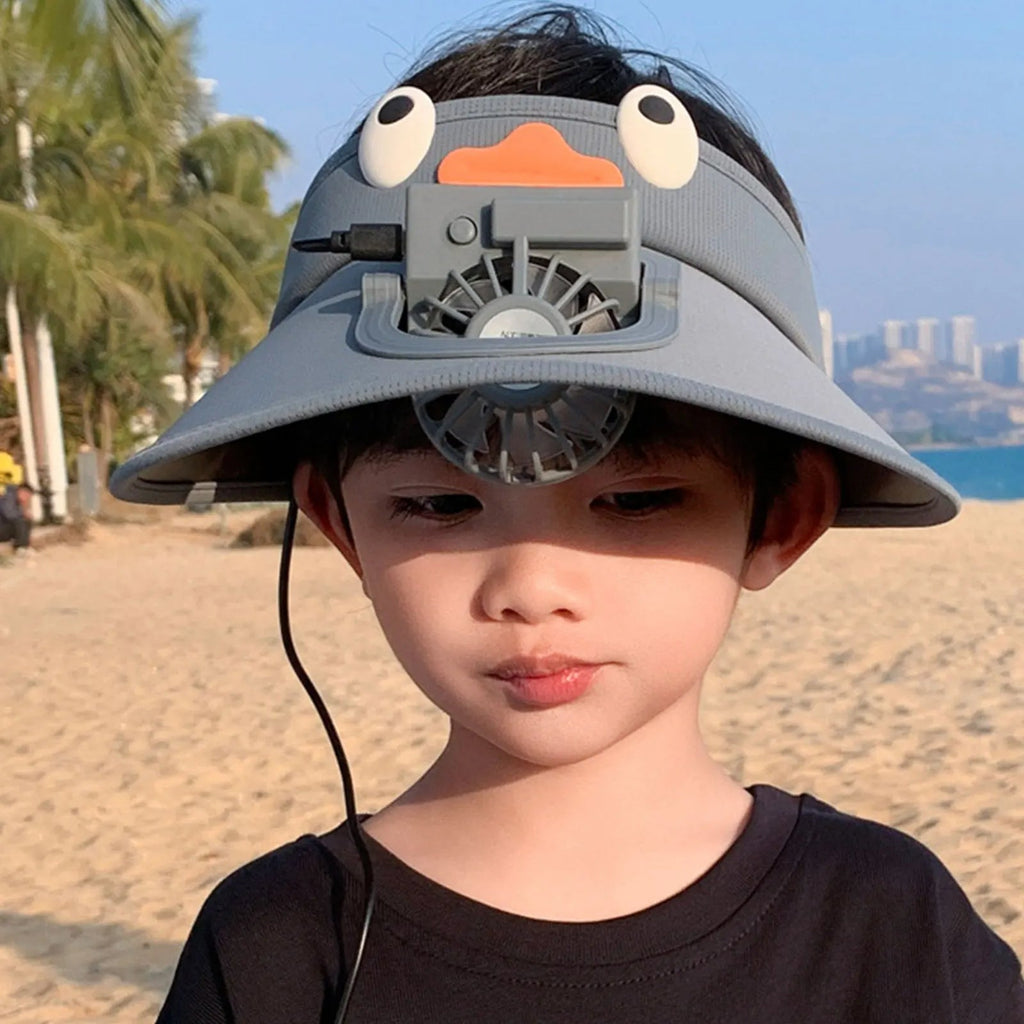Kids Sun Visor Hat with Cooling Fan Hat