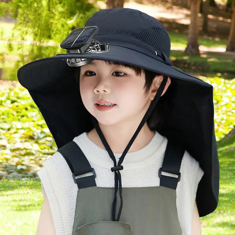 Adjustable Kids Solar Fan Hat