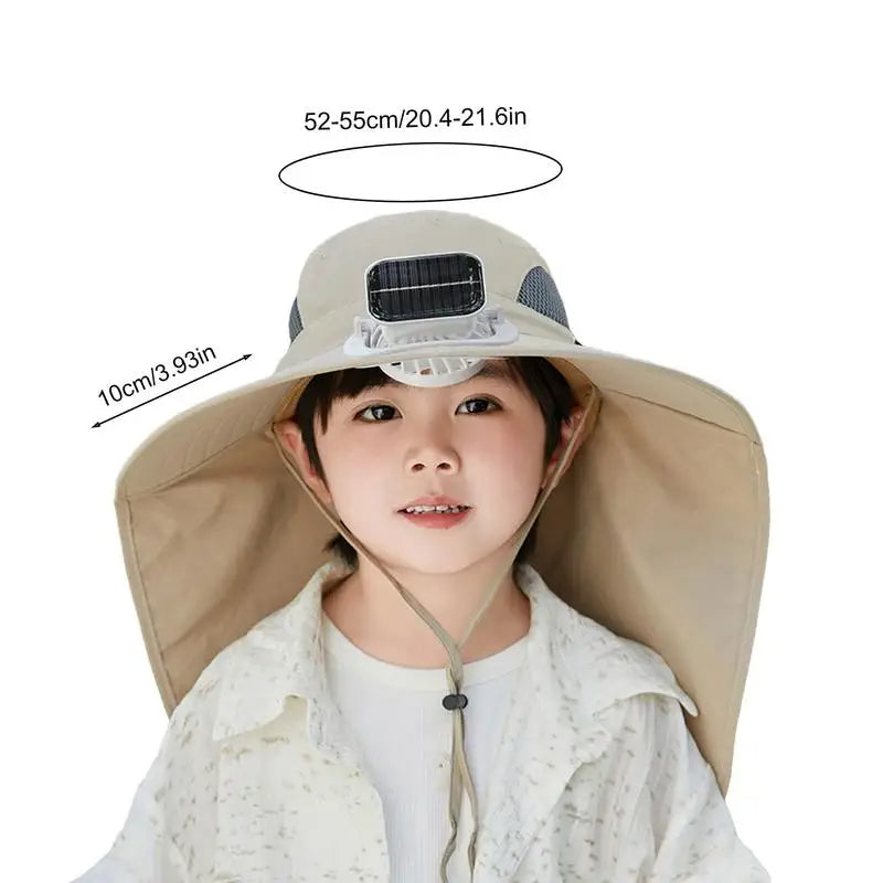 Adjustable Kids Solar Fan Hat