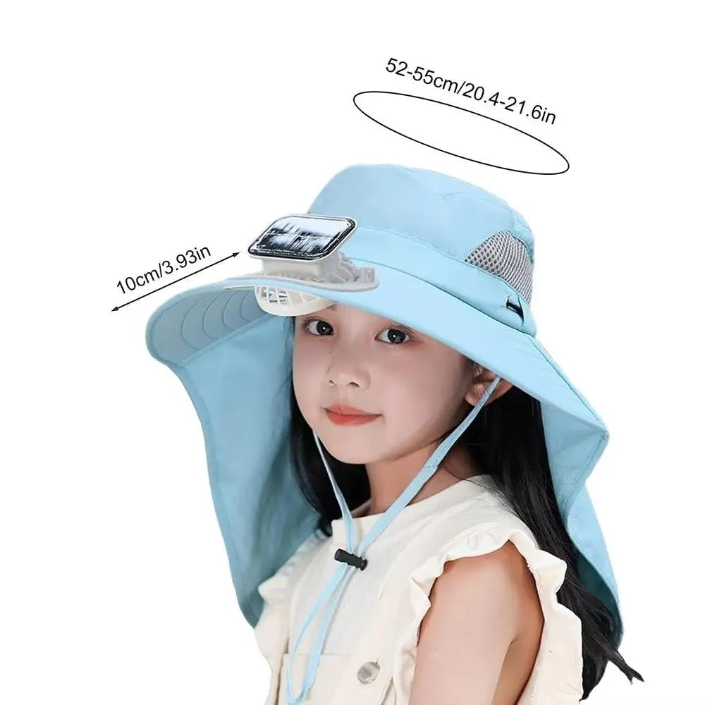 Adjustable Kids Solar Fan Hat