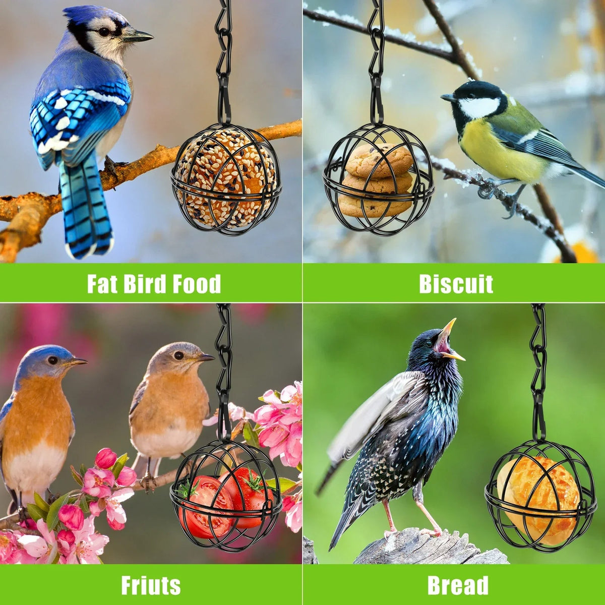 Metal Hanging Bird Feeder Set