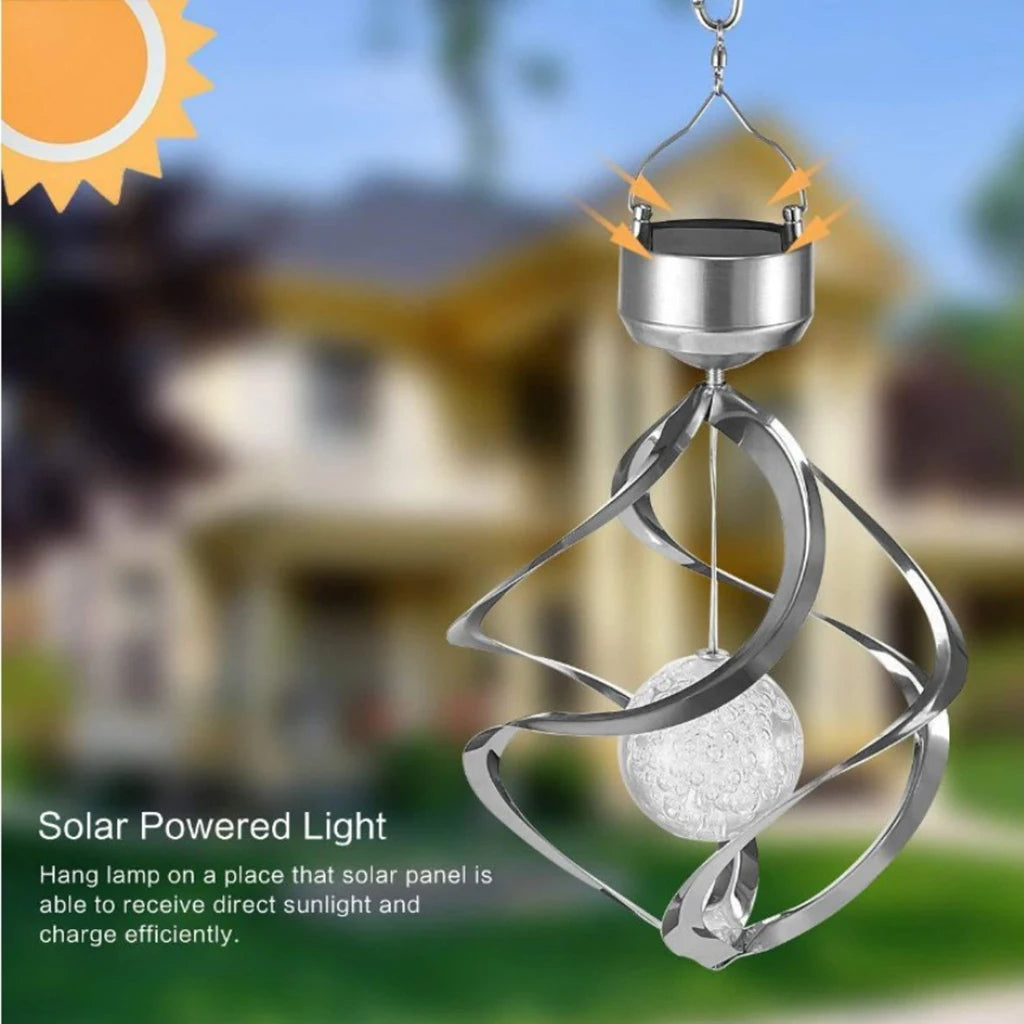 Solar Wind Chime Spinner LED Lamp