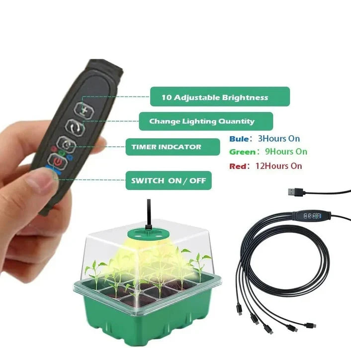 Household New Nursery Pot With Lamp - Plant Seed Starter Tray with Grow Light