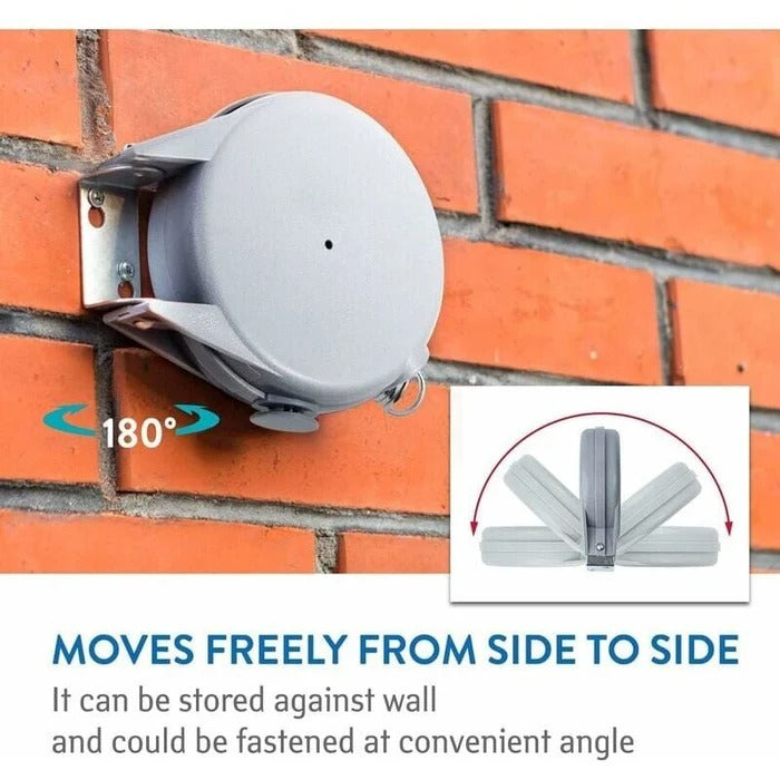 Retractable Washing Line with Swivel Wall Mount