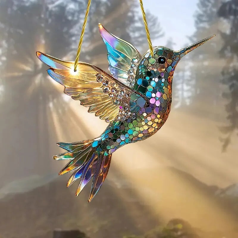 Hummingbird Suncatcher Colorful Window Hanging