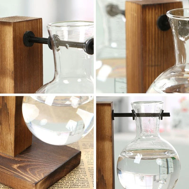 Wooden Frame Hydroponic Plant Vase