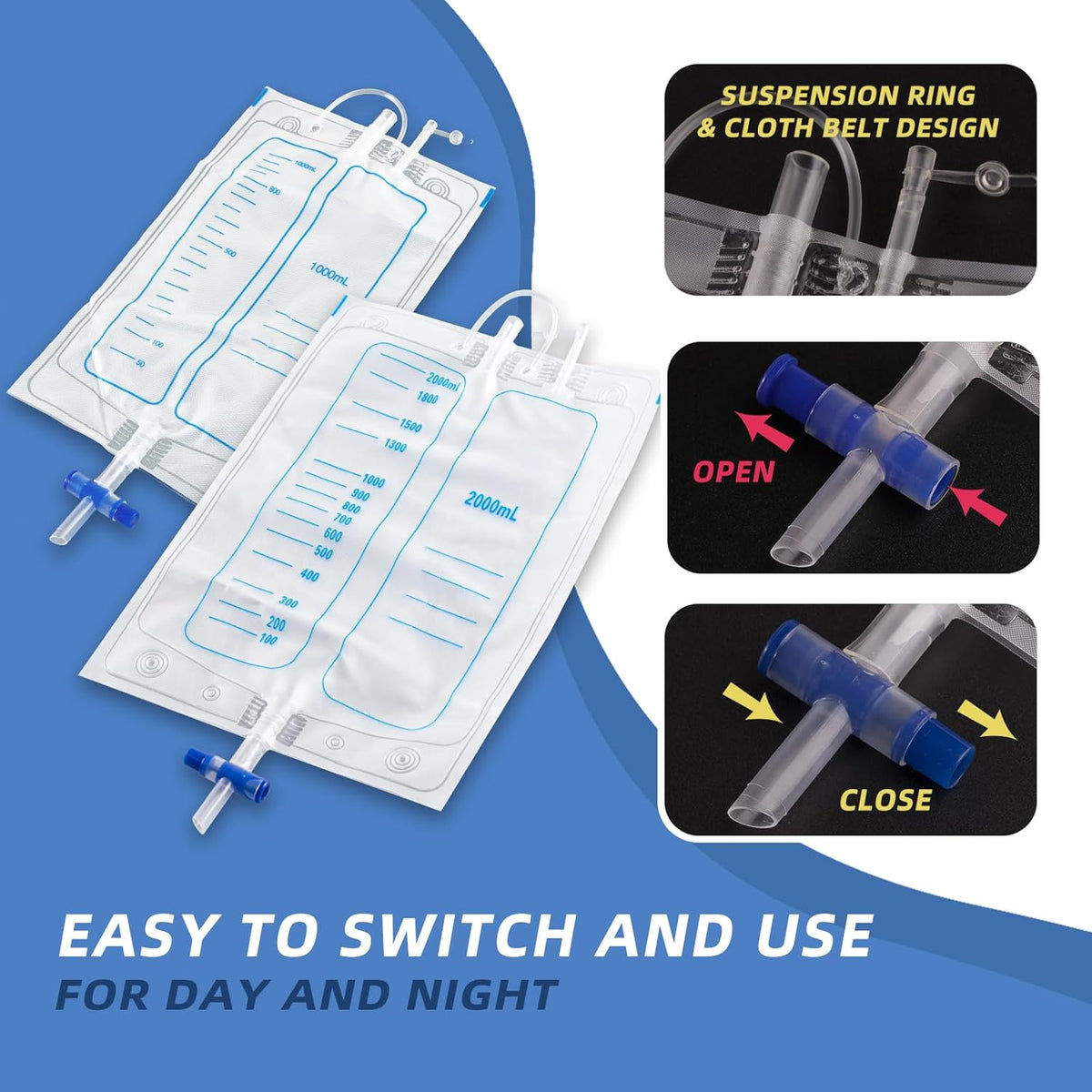 Medical grade portable reusable urine drainage bag