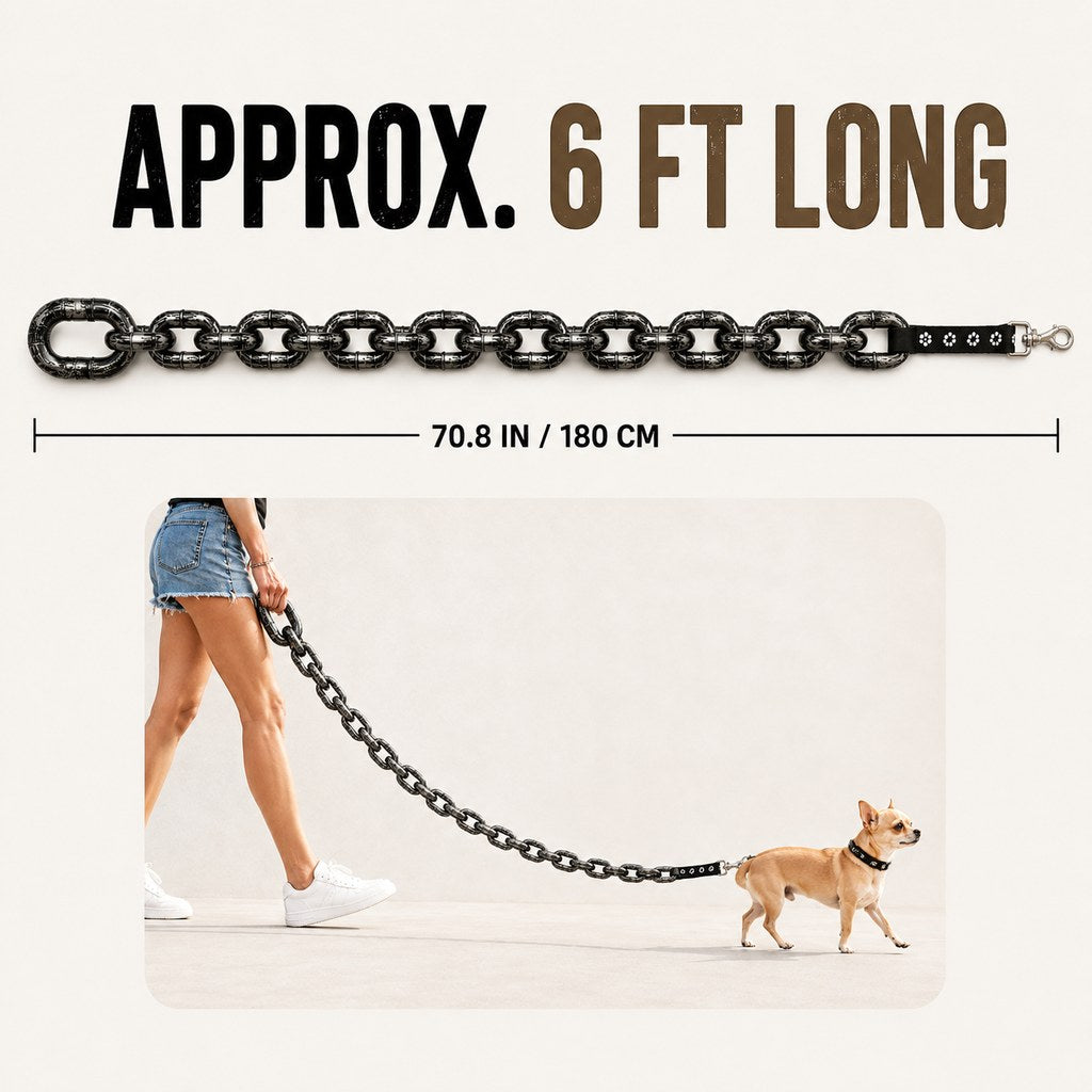 Mosrugs Oversized Chain Dog Leash & Collar Set for Small Dogs - Make Everyday Walks Stand Out
