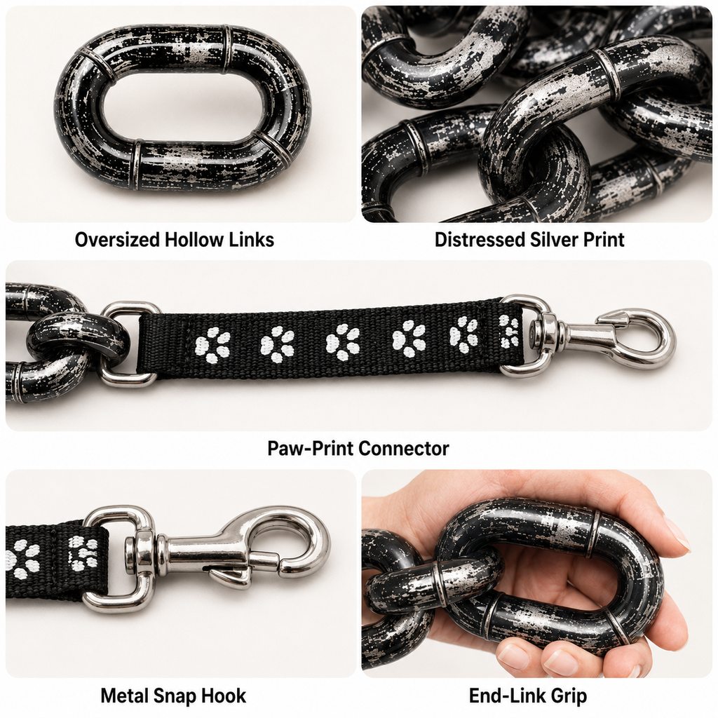 Mosrugs Oversized Chain Dog Leash & Collar Set for Small Dogs - Make Everyday Walks Stand Out