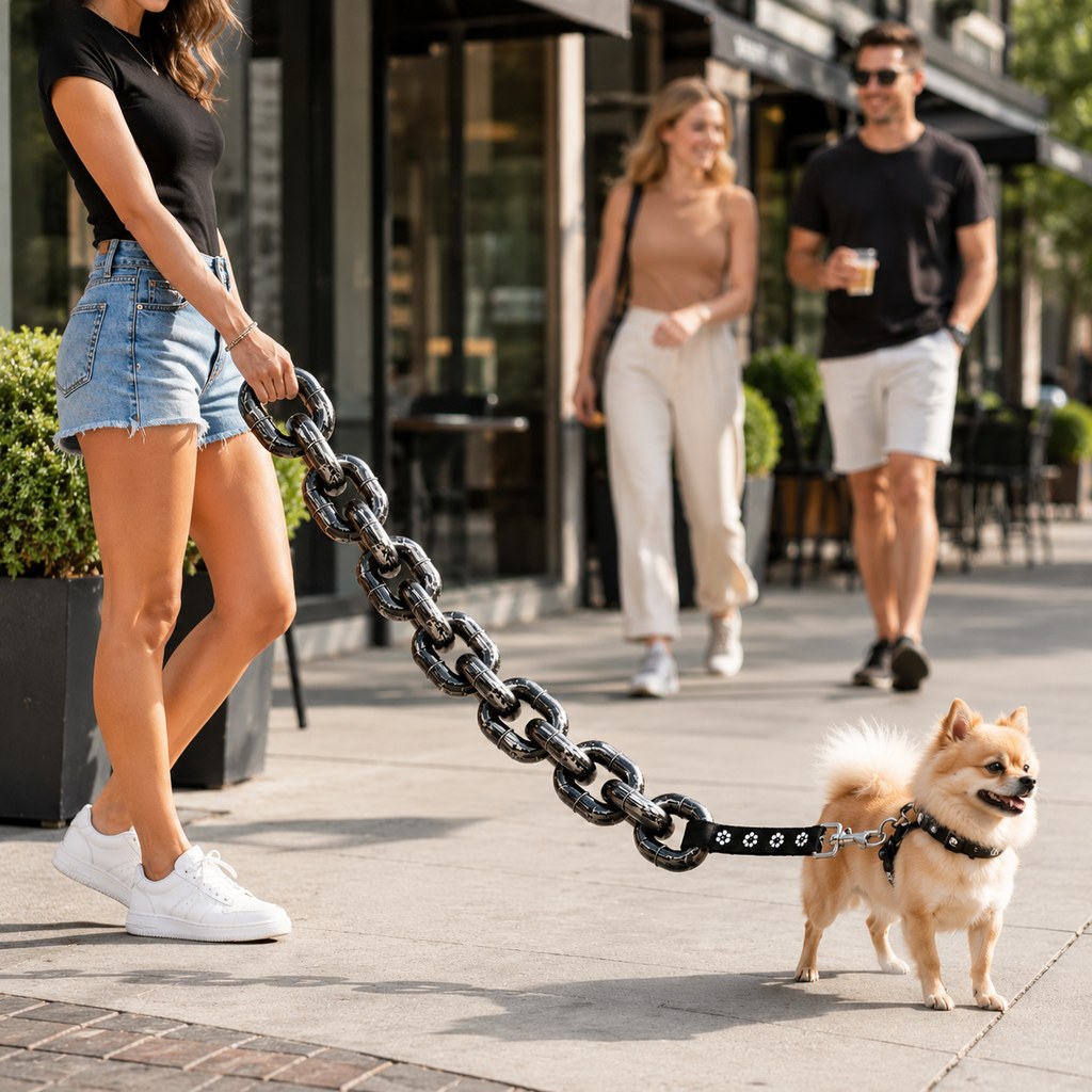 Mosrugs Oversized Chain Dog Leash & Collar Set for Small Dogs - Make Everyday Walks Stand Out