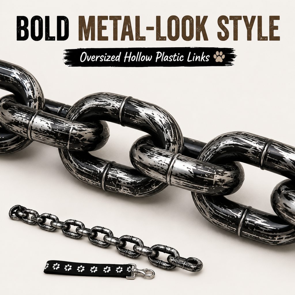 Mosrugs Oversized Chain Dog Leash & Collar Set for Small Dogs - Make Everyday Walks Stand Out