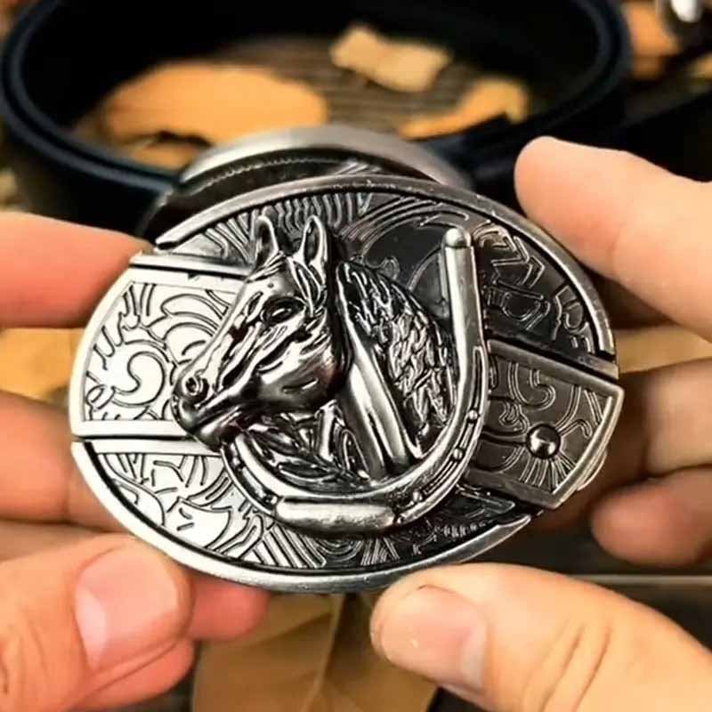 Metal Oval Cowboys Belt Buckle
