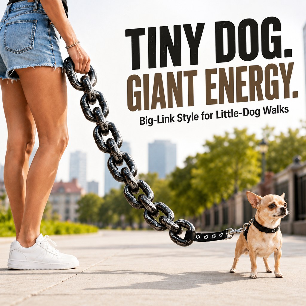 Mosrugs Oversized Chain Dog Leash & Collar Set for Small Dogs - Make Everyday Walks Stand Out